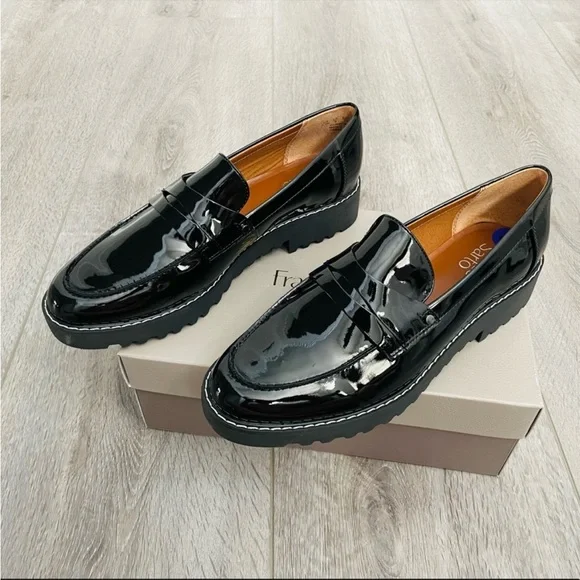 NEW Franco Sarto Cassandra Platform Penny Loafer in Black Patent Leather - Picture 3 of 6